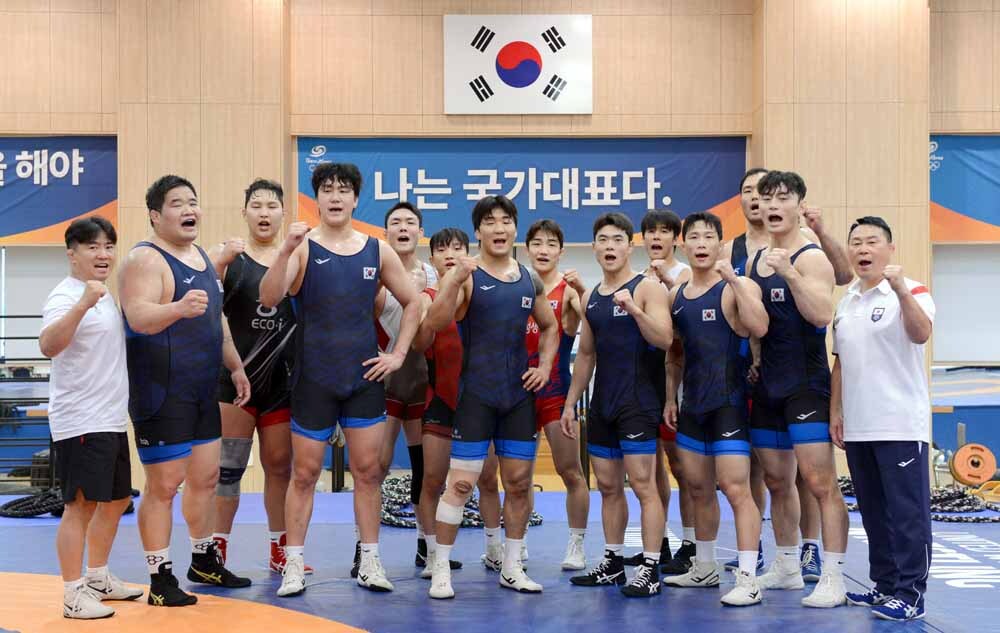 [SW포토]레슬링 대표팀 파이팅!